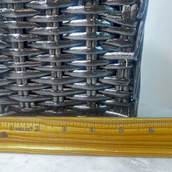 Black Dk Brown  Wicker Storage Basket Removable Beige Canvas Liner Homecore Bath - Picture 6 of 7